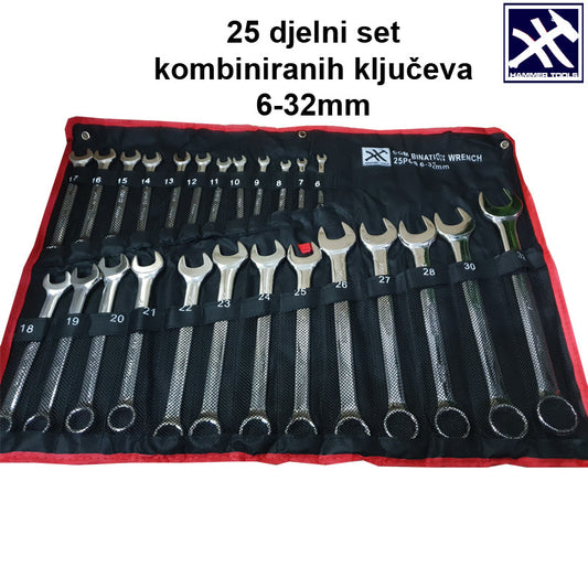 25-dielna súprava očko-vidlicových kľúčov OD 6mm-32mm HAMMER TOOLS