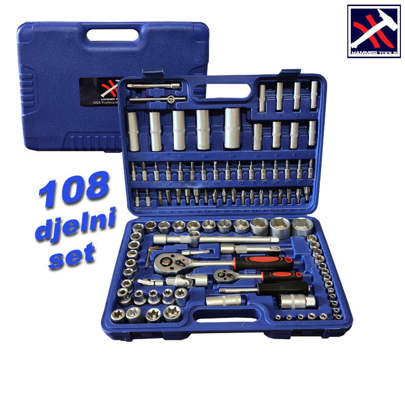 108 DIELNA SÚPRAVA NÁSTRČNÝCH KĽÚČOV Hammer Tools