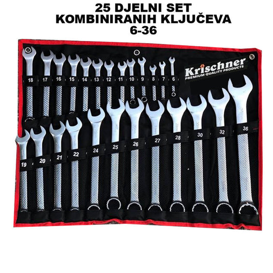 OČKOPLOCHÉ KĽÚČE 25-DIELNE OD 6-36mm KRISCHNER