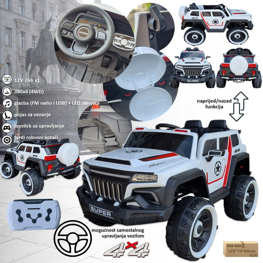 DETSKÉ AKUMULÁTOROVÉ AUTO 4WD S OVLÁDANÍM PRE DIEŤA + DIAĽKOVÉ OVLÁDANIE PRE RODIČA