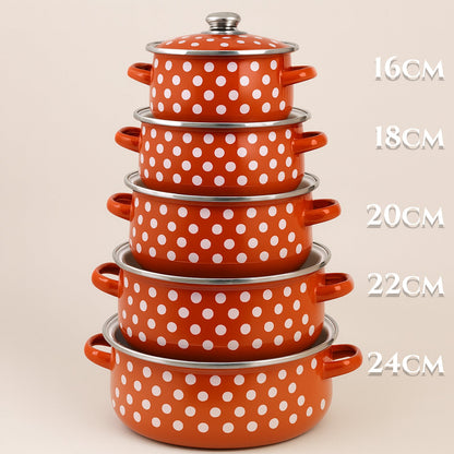 Retro súprava smaltovaných hrncov 5-dielna (16 – 24 cm)