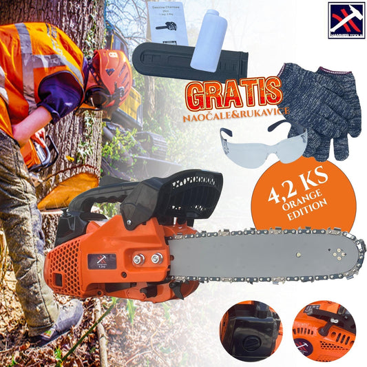 MINI JEDNORUČNÁ PÍLA 4,2 KS HAMMER TOOLS S OCHRANOU RUKAVÍC A OKULIAROV ZADARMO