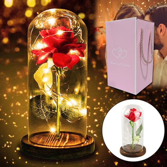 Romantická LED Ruža v sklenenej kupole + darčeková krabička ZDARMA