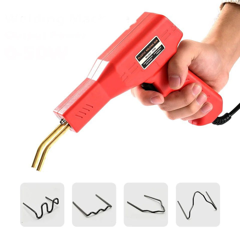 ELEKTRICKÁ PLASTOVÁ ZVÁRACÍ PISTOL S KOMPLETNÝM VYBAVENÍM V PRIEBEHU